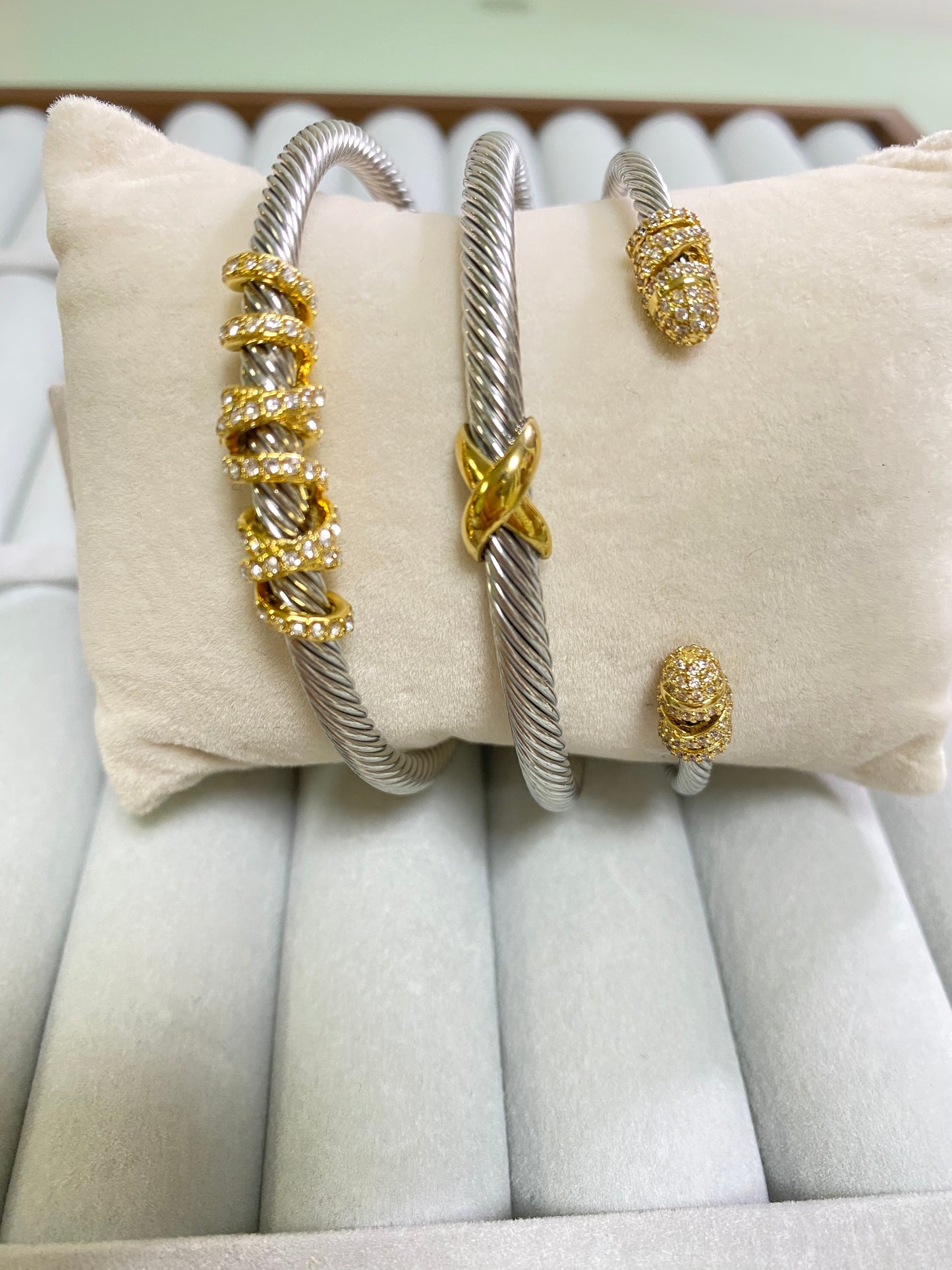 DY bracelet stack 3PCS two tone