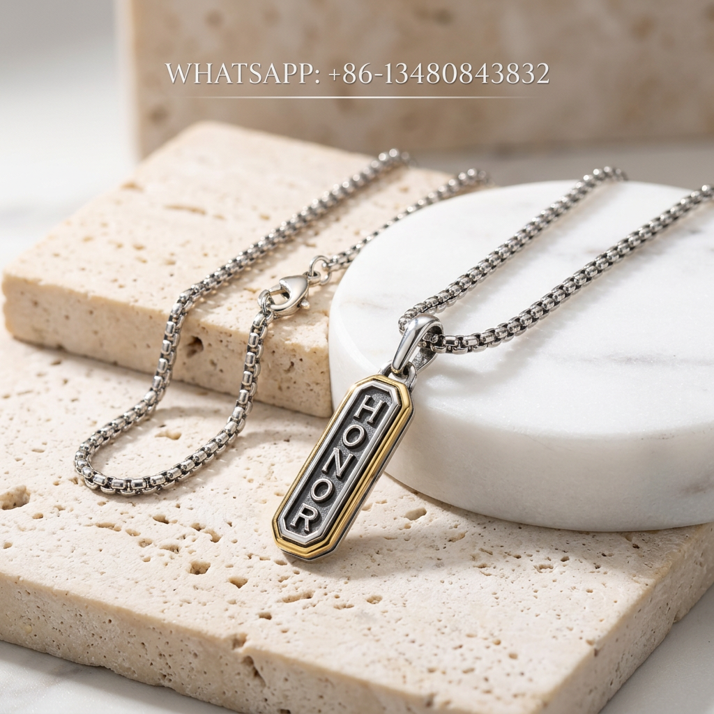 DY Necklace Two-Tone Silver and 18K Gold HONOR Bar Pendant - WHATSAPP:+86-13480843832