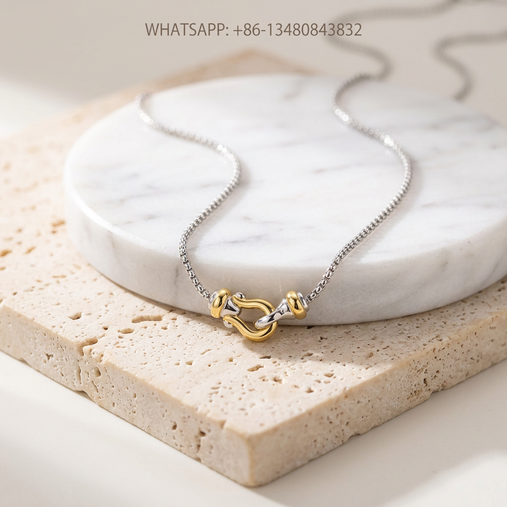 DY Necklace Two-Tone Sterling Silver and 18K Yellow Gold Interlocking Double Hook Clasp Pendant - WHATSAPP:+86-13480843832