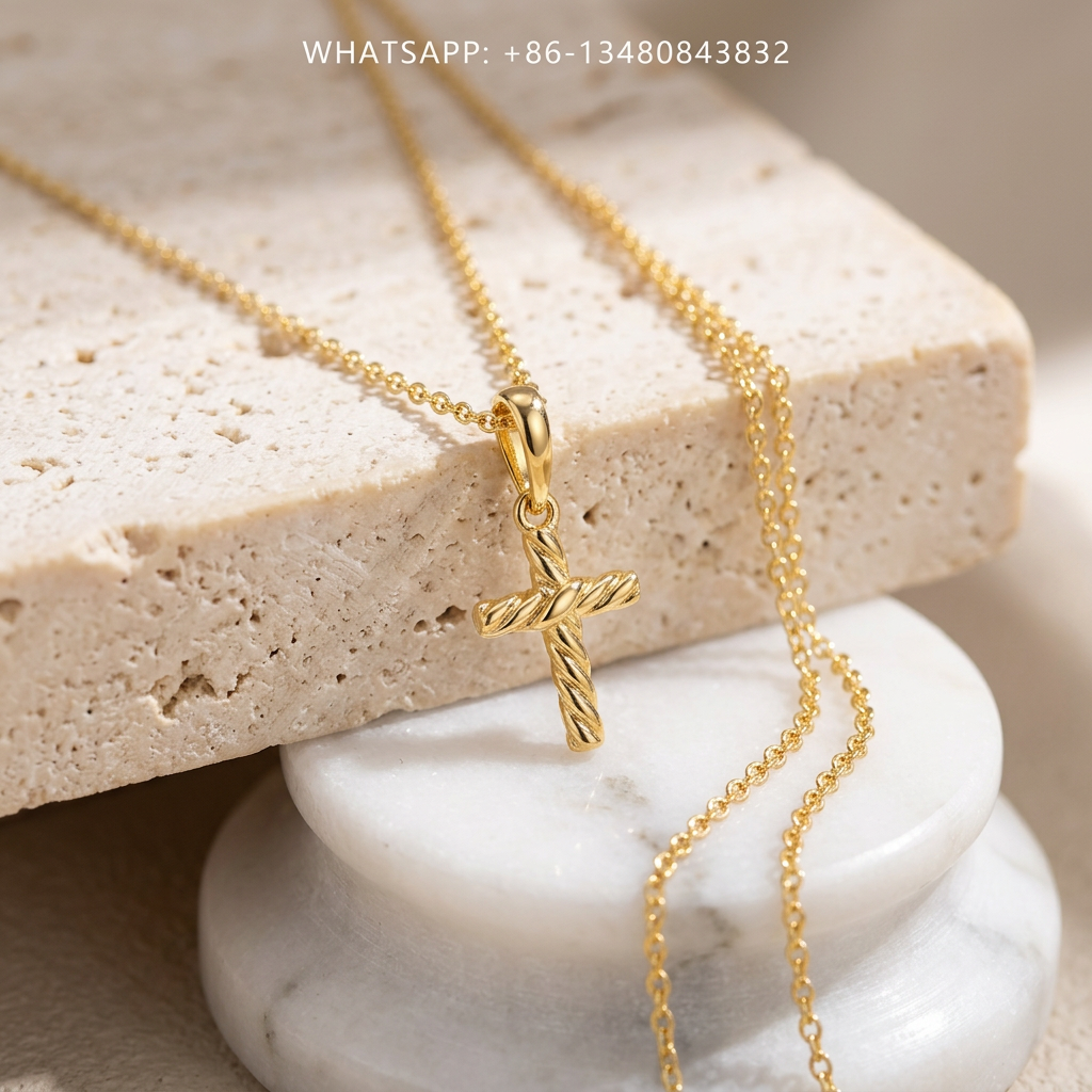 DY Necklace 18K Yellow Gold Petite Cable Cross Pendant - WHATSAPP:+86-13480843832
