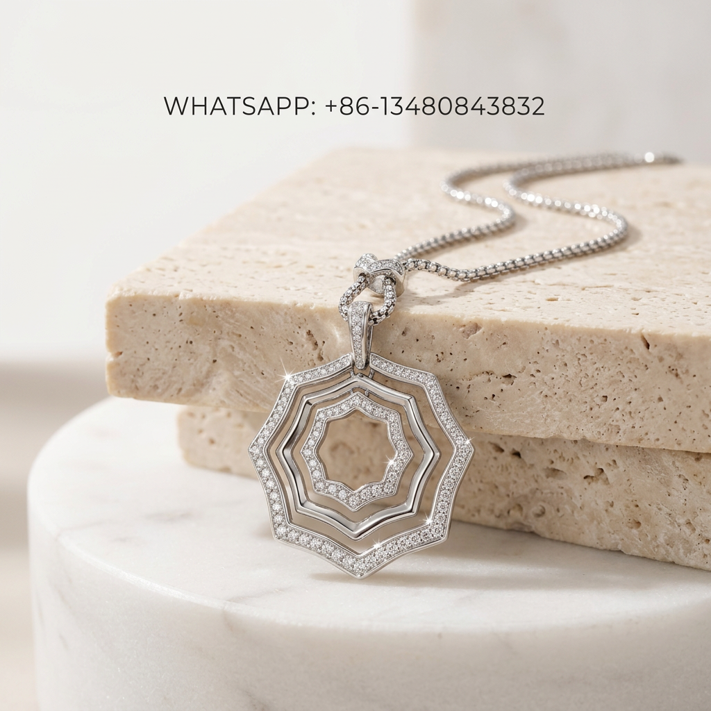 DY Necklace Sterling Silver Tiered Concentric Octagonal Openwork Pendant with Diamonds - WHATSAPP:+86-13480843832