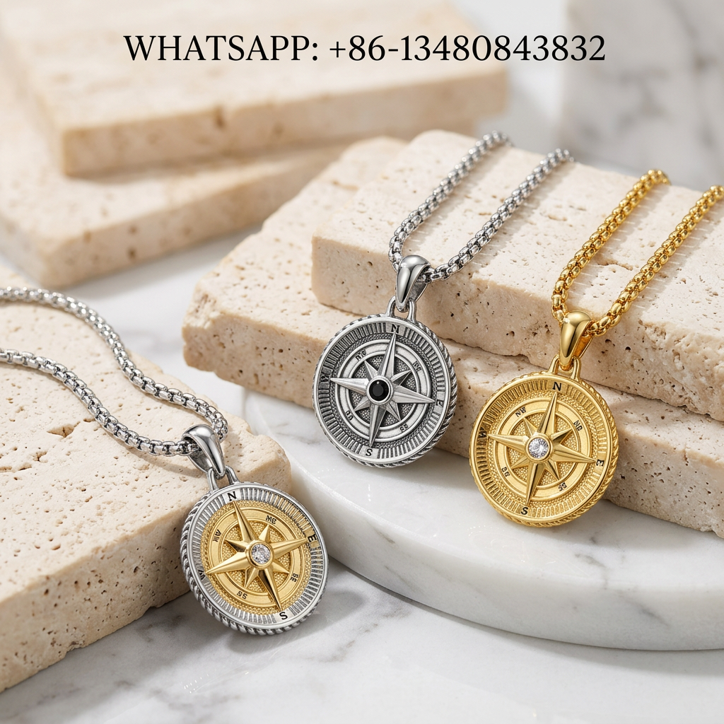 DY Necklace Maritime Nautical Compass Rose Amulet Medallion Pendant Necklaces Trio - WHATSAPP:+86-13480843832