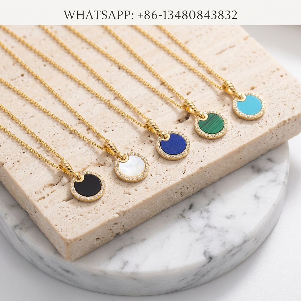 DY Necklace Elements 18K Gold Natural Gemstone Disc Amulet Necklaces Diamond Halo Rainbow Suite - WHATSAPP:+86-13480843832