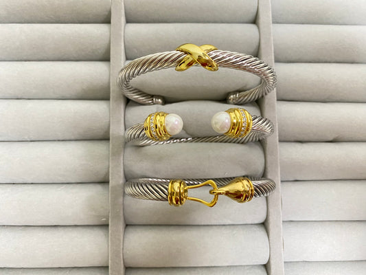DY 7MM silver bracelet stack 3pcs