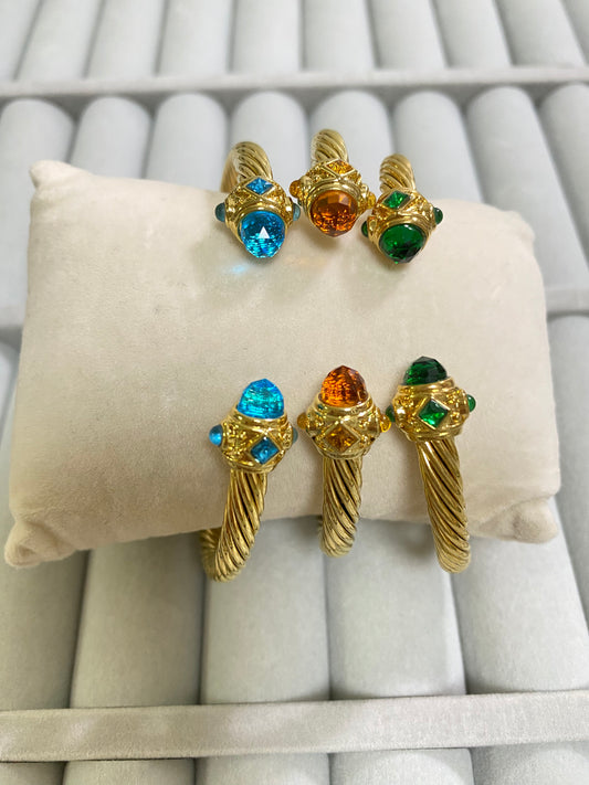DY gold stone bracelet stack 3pcs