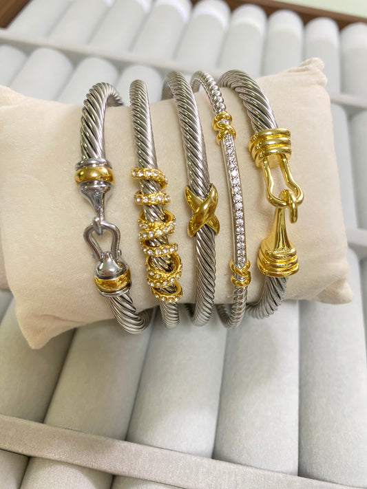 DY bracelet stack 5pcs two tone