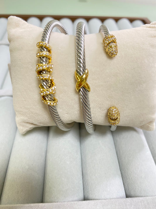 DY bracelet stack 3PCS two tone
