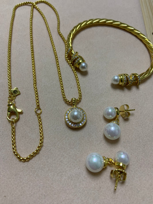 DY gold pearl set ,necklace 45+5cm
