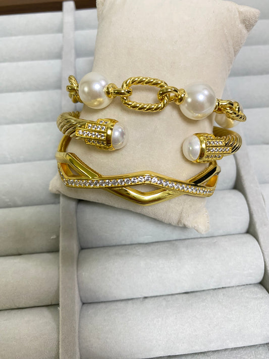DY gold bracelet stack 3pcs