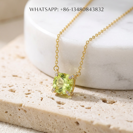 DY Necklace 18K Yellow Gold Lemon Quartz Solitaire Pendant with Diamond Prongs - WHATSAPP:+86-13480843832