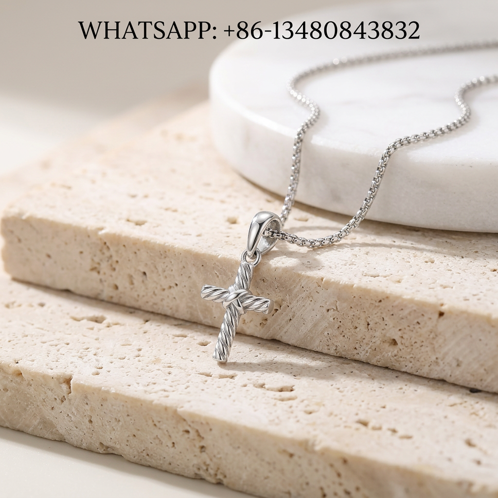 DY Necklace 925 Sterling Silver Petite Cable Cross Pendant - WHATSAPP:+86-13480843832