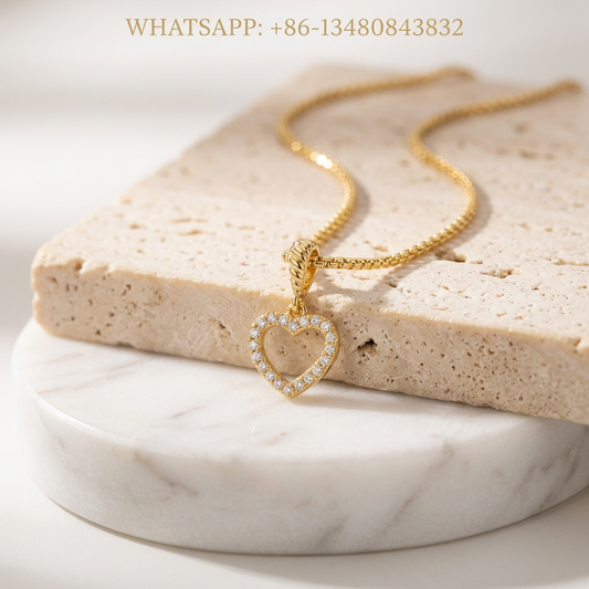DY Necklace Cable Collectibles 18K Yellow Gold Open Heart Pavé Diamond Pendant Necklace - WHATSAPP:+86-13480843832