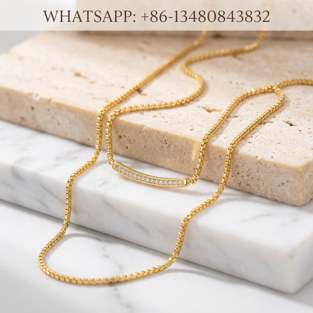 DY Necklace 18K Yellow Gold White Pave Diamond Curved Bar Pendant on Wheat Chain - WHATSAPP:+86-13480843832
