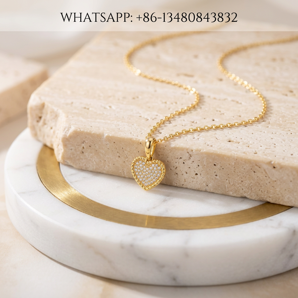 DY Necklace 18K Yellow Gold Pave Diamond Heart Pendant - WHATSAPP:+86-13480843832
